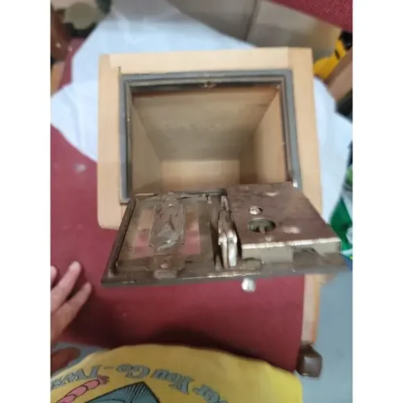 Post Office US AMERICAN eagle Combination Lockbox Wooden ANTIQUE